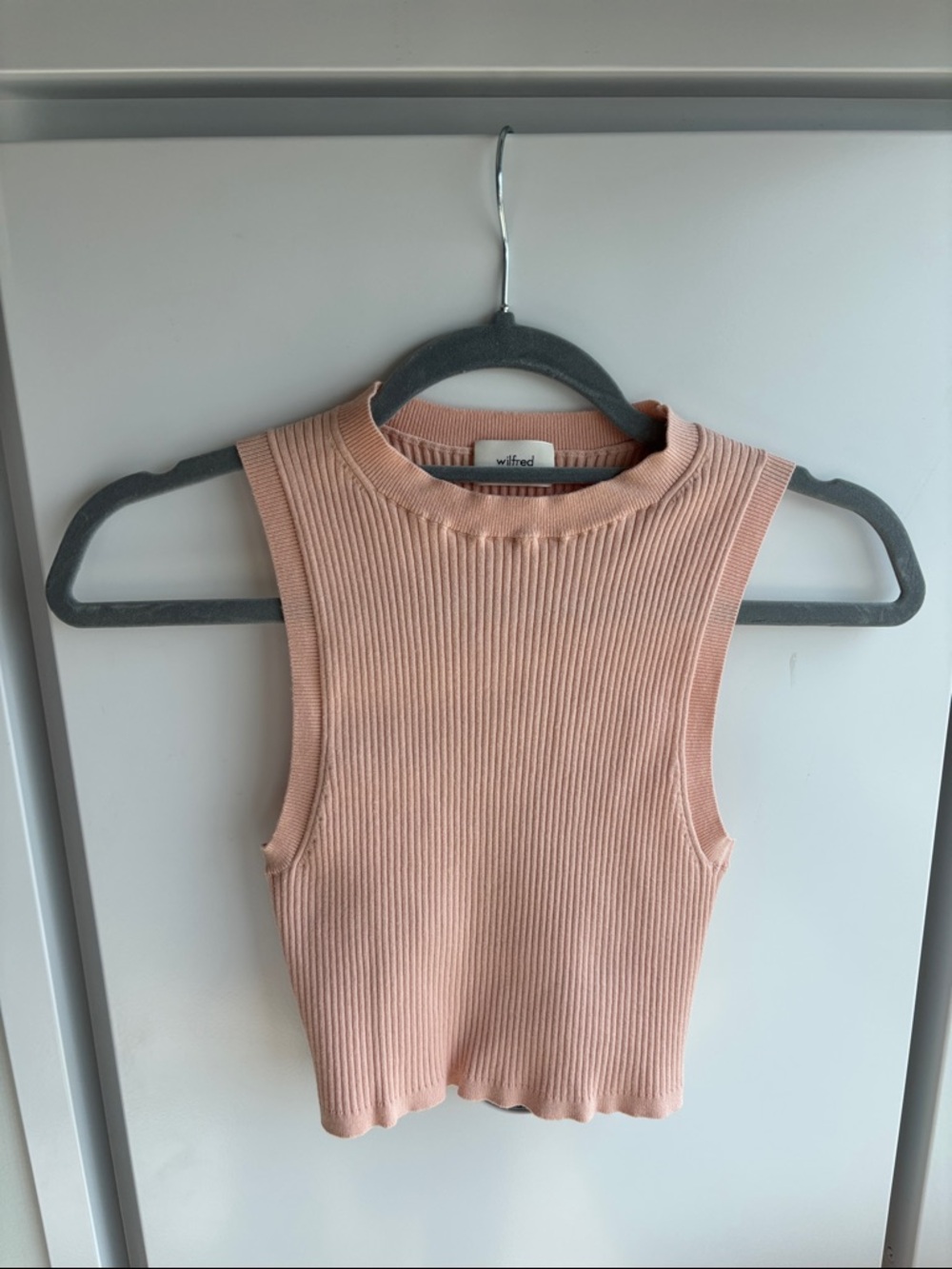 Wilfred Peach Ribbed Sleeveless Crop Tank